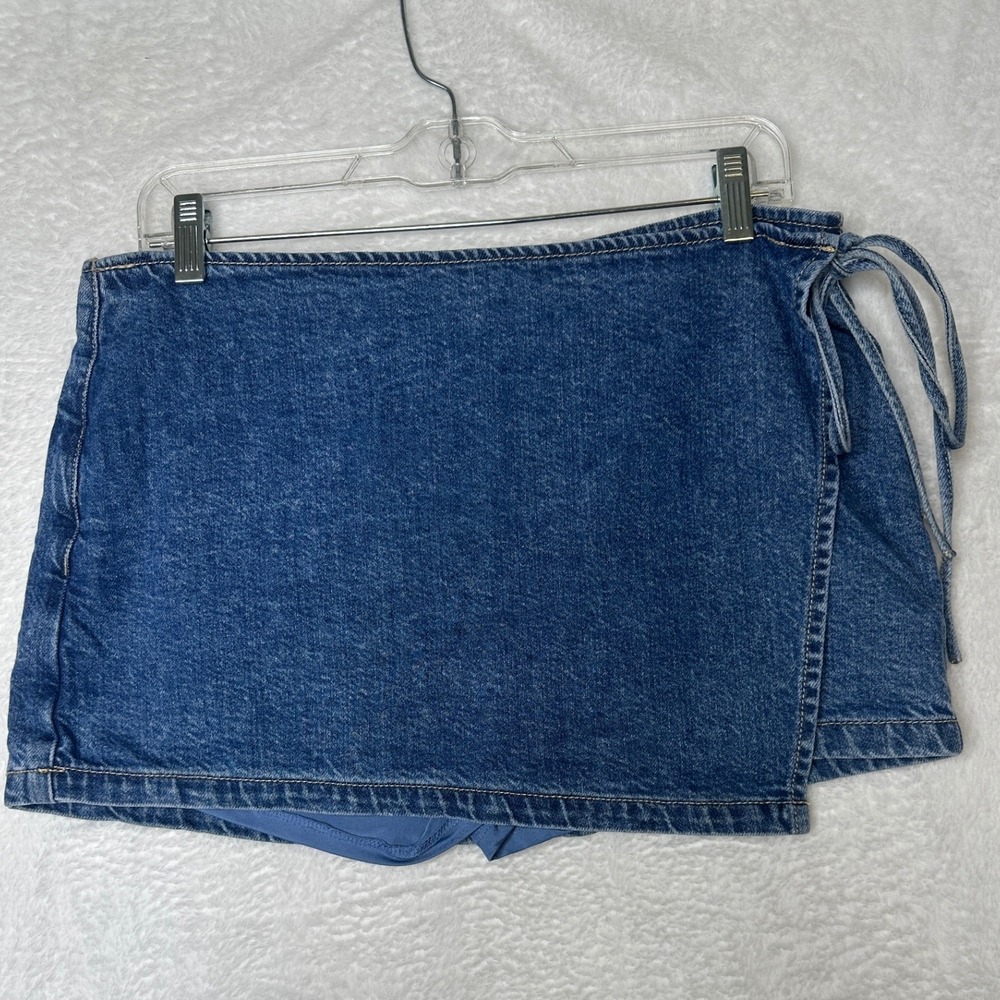 Garage Denim Skort Women Size M Blue Wrap Front Tie Side 1020